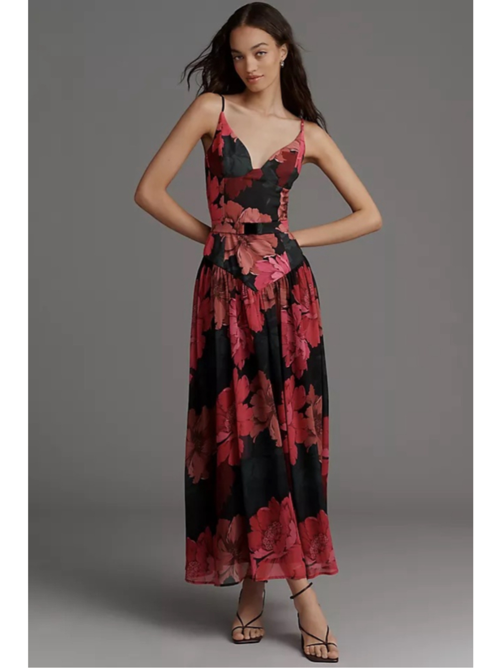 Women's HUTCH Floral Maxi Dress Size 4 Black Pink
